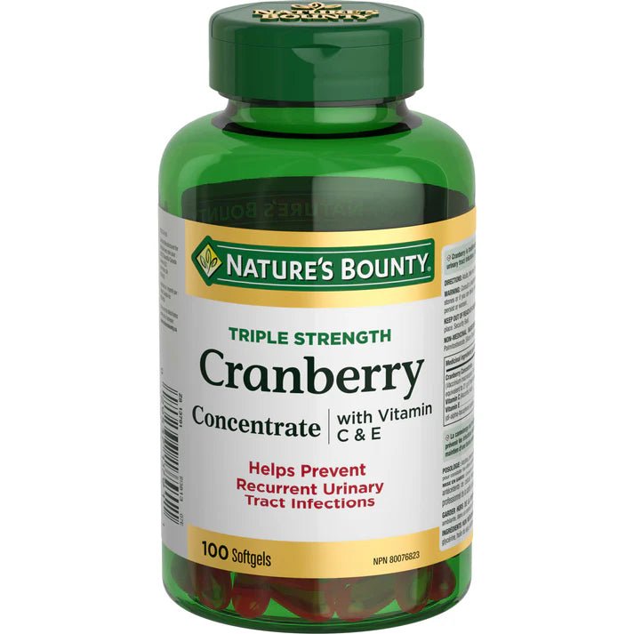 Nature's Bounty Triple Strength Cranberry Concentrate supplement bottle on a white background - okotoks hc pharmacy