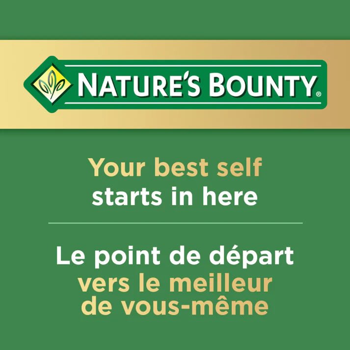 Nature's Bounty logo with motivational text on a green background - okotoks hc pharmacy