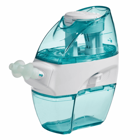 Turquoise and white nasal aspirator on a white background - okotoks hc pharmacy