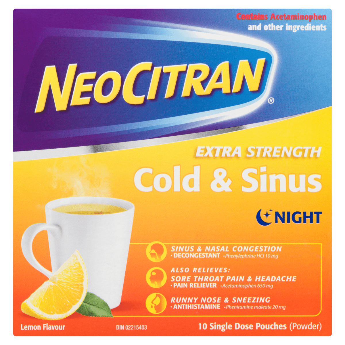 Neocitran Extra Strength Cold & Sinus Night package  - Okotoks HC Pharmacy