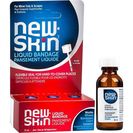 New-Skin liquid bandage packaging and bottle on a white background - okotoks hc pharmacy