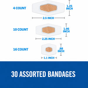 3M Nexcare Clear Waterproof Bandages - 30 Assorted Sizes
