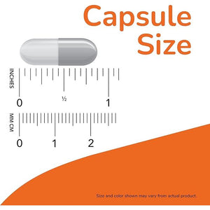 Capsule size measurement with a ruler on an orange background - okotoks hc pharmacy