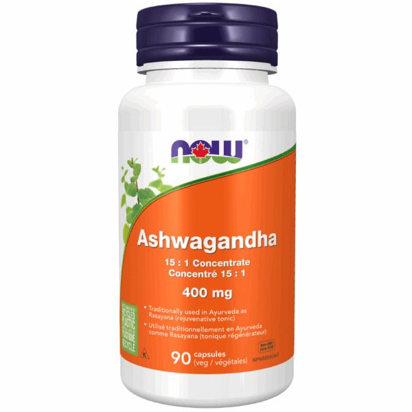 NOW Ashwagandha Extract 400 mg -90 Veg Capsules - okotoks hc pharmacy
