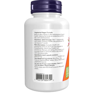 NOW Biotin 10,000MCG 120 Capsules Max Strength - Okotoks HC Pharmacy