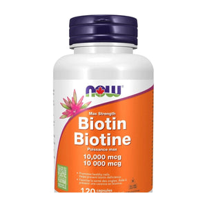 NOW Biotin 10,000MCG 120 Capsules Max Strength - Okotoks HC Pharmacy