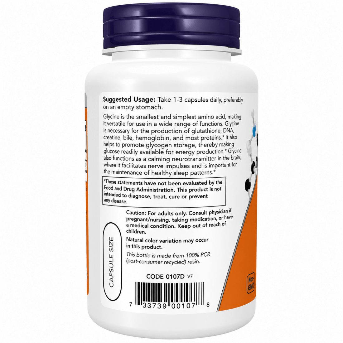 NOW Glycine 1000 mg - 100 Veg Capsules - okotoks hc pharmacy