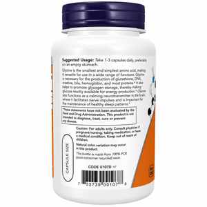 NOW Glycine 1000 mg - 100 Veg Capsules - okotoks hc pharmacy