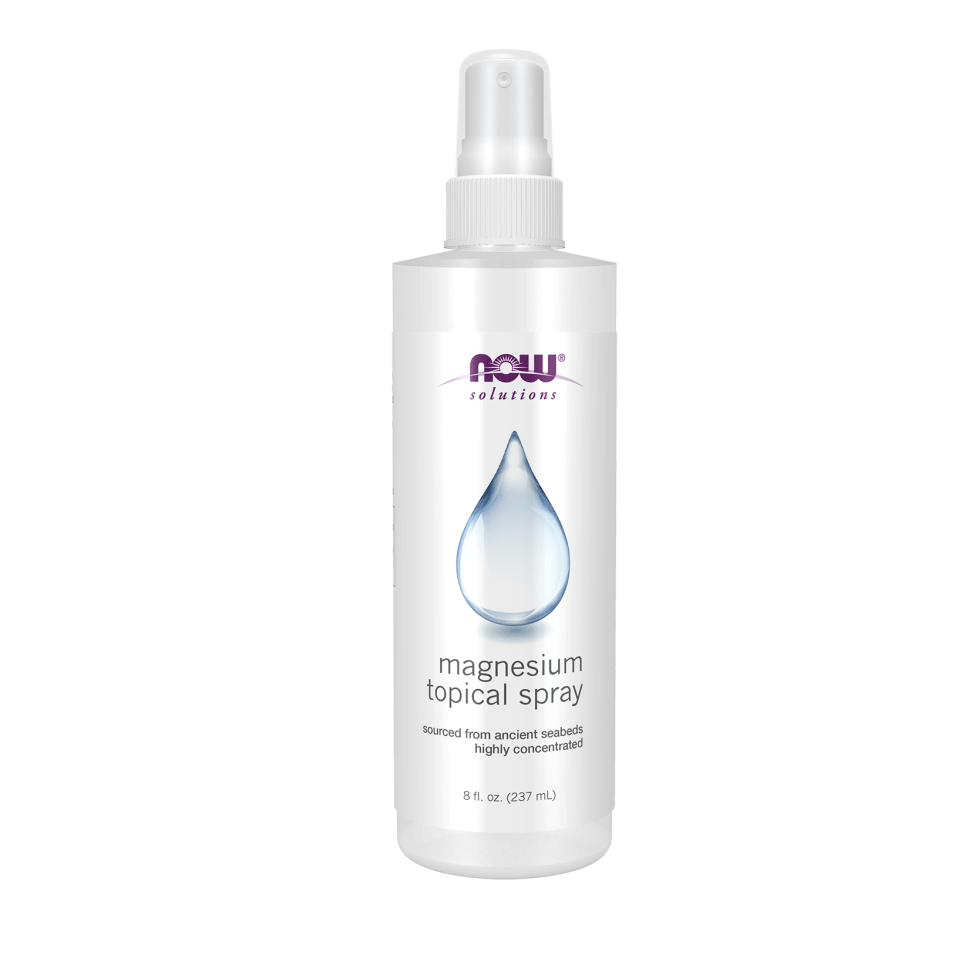 Bottle of NOW Magnesium Lactate Spray on a white background - okotoks hc pharmacy