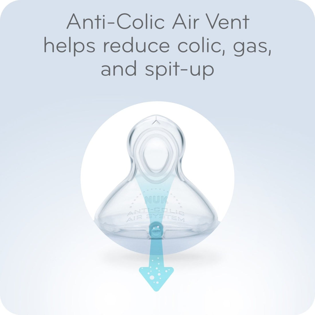 Anti-Colic Air Vent with text on a light blue background - okotoks hc pharmacy