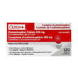 Box of Option Acetaminophen Tablets 325 mg on a white background - Okotoks HC Pharmacy