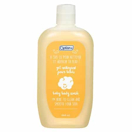 Baby body wash bottle with Option+ label on a white background - okotoks hc pharmacy