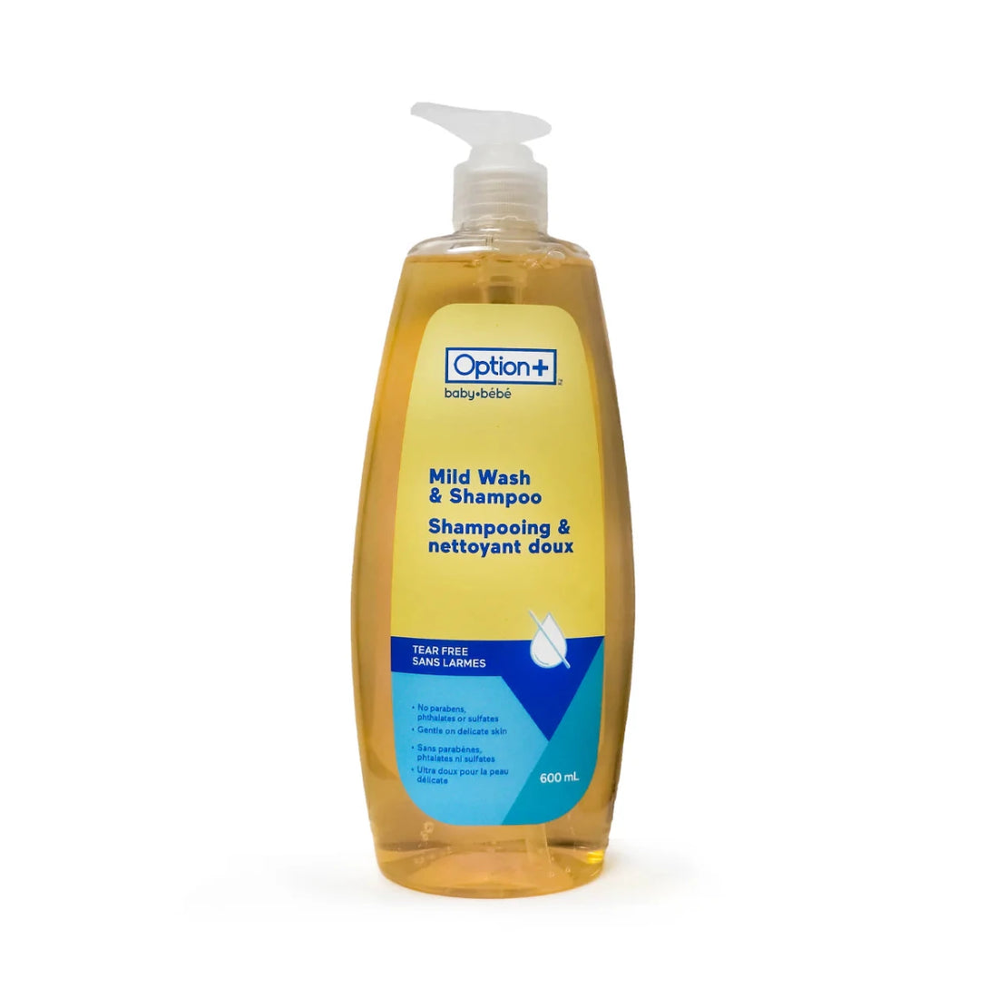Bottle of Option baby wash and shampoo on a white background - okotoks hc pharmacy