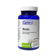Bottle of Option+ Biotin supplement on a white background - okotoks hc pharmacy