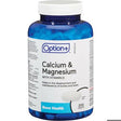 Bottle of Option+ Calcium & Magnesium with Vitamin D supplements on a white background - okotoks hc pharmacy