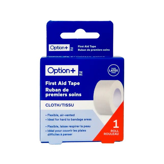 Option+ first aid tape packaging on a white background - okotoks hc pharmacy