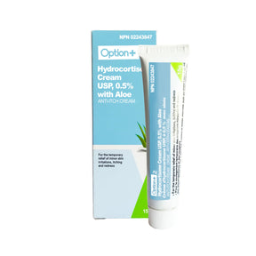 Option+ Hydrocortisone Cream with Aloe on a white background - Okotoks HC Pharmacy