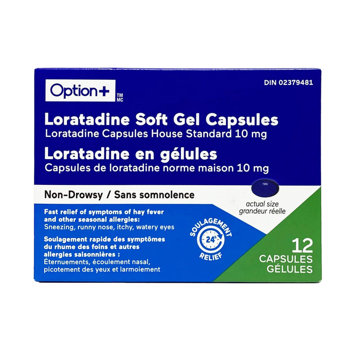 Option+ loratadine soft gel 10mg 12 capsules - Okotoks HC Pharmacy