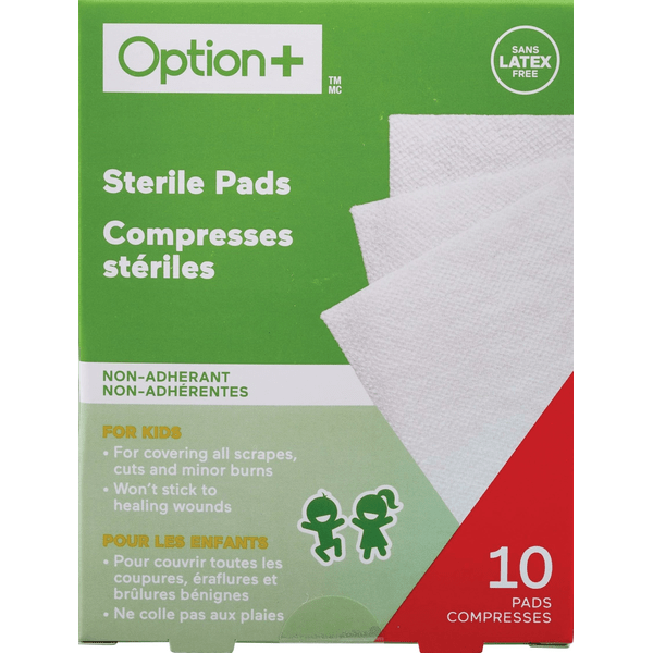 Box of Option+ sterile pads with green and red design - okotoks hc pharmacy
