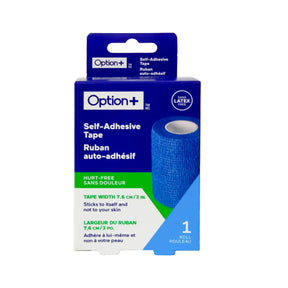 Option+ self-adhesive tape packaging on a white background - okotoks hc pharmacy
