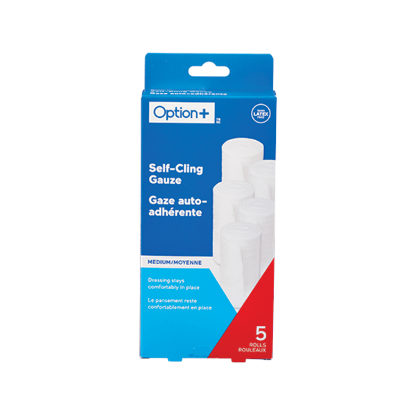 Package of Option+ self-cling gauze on a white background - okotoks hc pharmacy