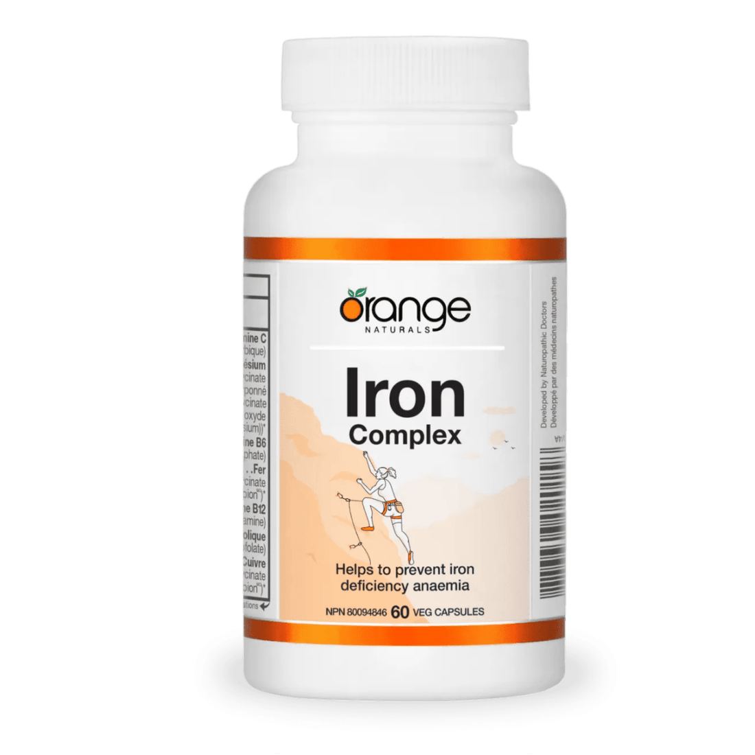 Bottle of Iron Complex supplement on a white background - okotoks hc pharmacy