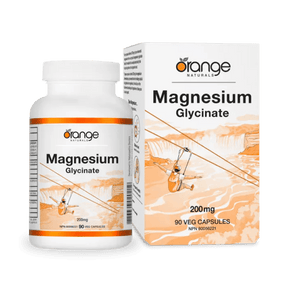 Orange Naturals Magnesium Glycinate supplement bottle and packaging on a white background - okotoks hc pharmacy