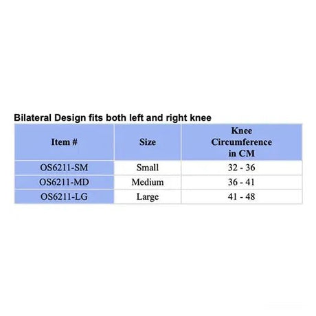 Orliman Elastic Knee Support Brace size chart - okotoks hc pharmacy