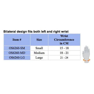 Orliman Elastic Wrist Support size chart - okotoks hc pharmacy