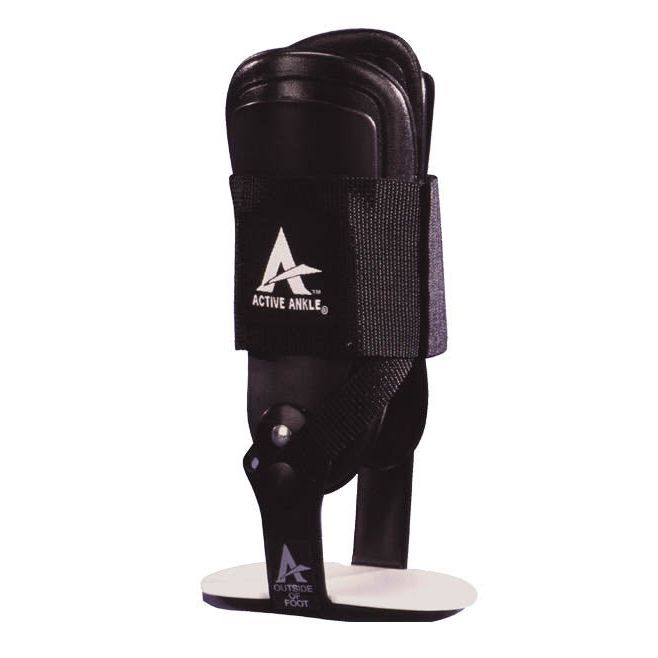 Black ankle support brace with Active Ankle logo on a white background - Okotoks HC Pharmacy