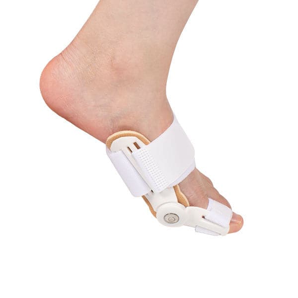 Foot with a white orthotic device on a white background - okotoks hc pharmacy