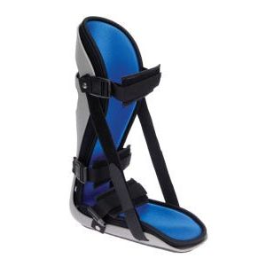 Blue and black orthopedic boot on a white background - okotoks hc pharmacy