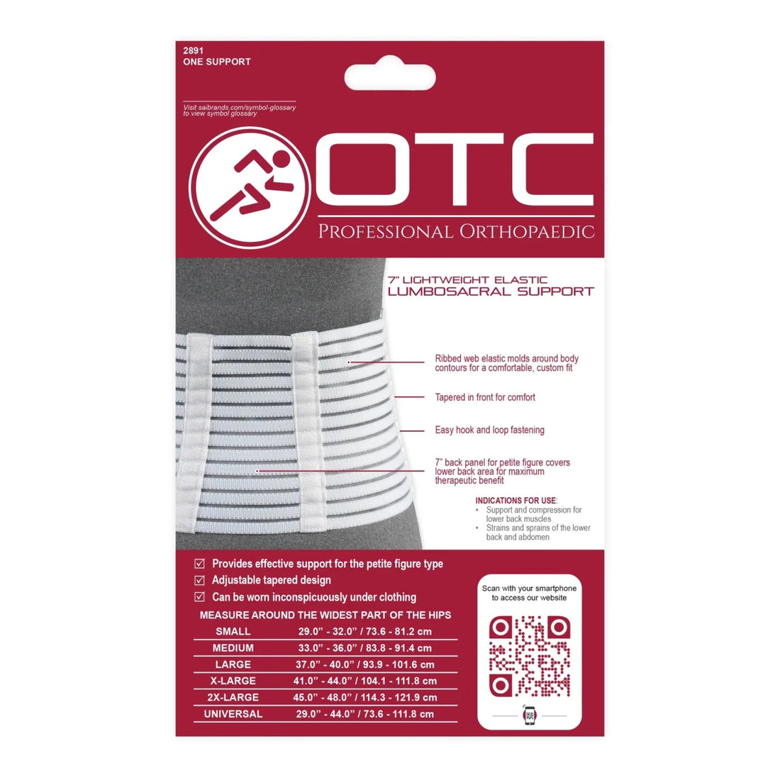 OTC professional orthopaedic support packaging with product details on a white background - okotoks hc pharmacy