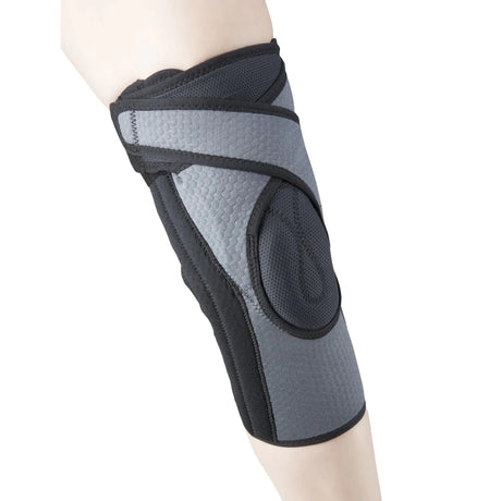 Gray knee brace on a white background - okotoks hc pharmacy