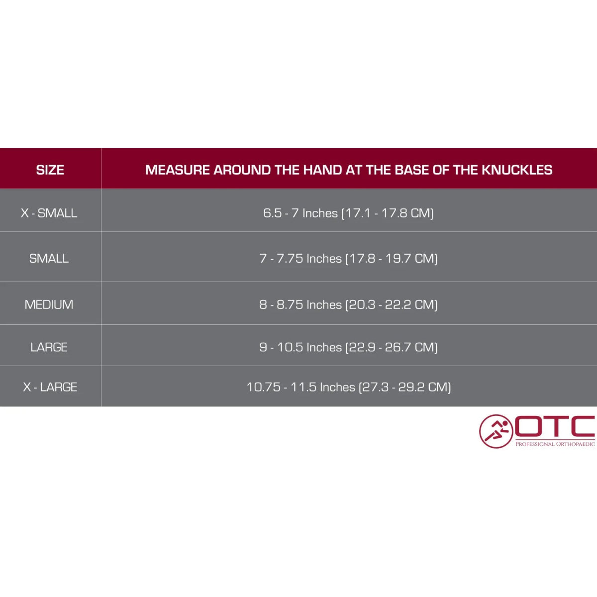 OTC Arthritis Gloves size chart - okotoks hc pharmacy