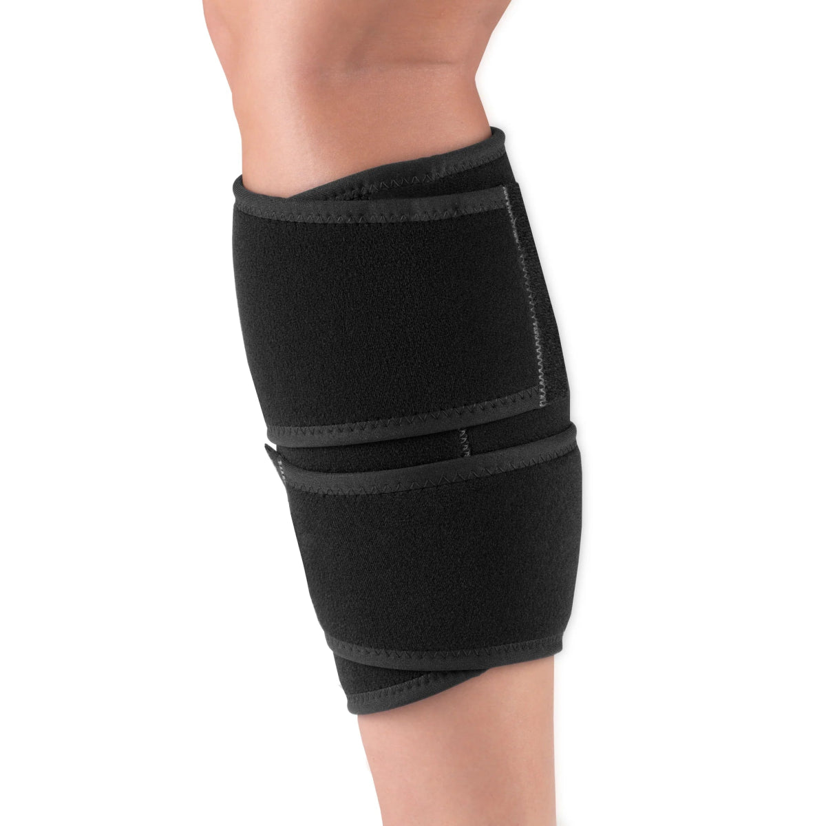 Black compression wrap on a person's calf against a white background - Okotoks HC Pharmacy