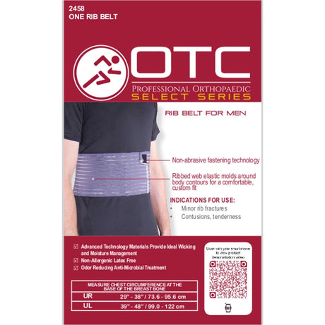 OTC rib belt packaging for men with a person wearing the belt on a white background - okotoks hc pharmacy