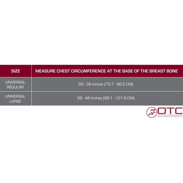 Measurement chart for chest circumference with OTC logo on a white background - okotoks hc pharmacy