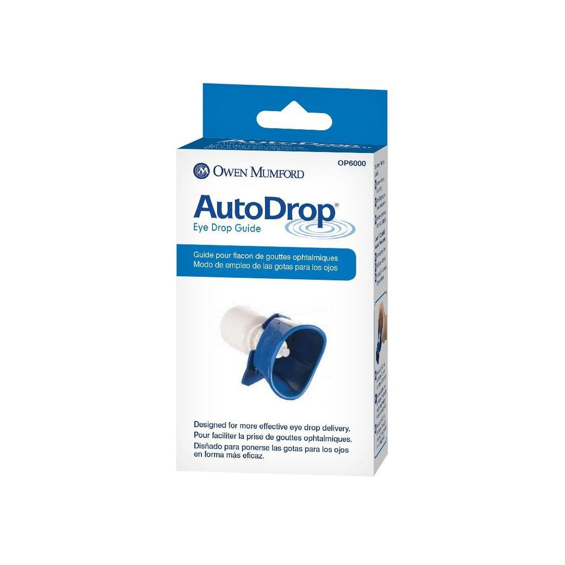 Owen Mumford Autodrop eye drop guide packaging on a white background - okotoks hc pharmacy