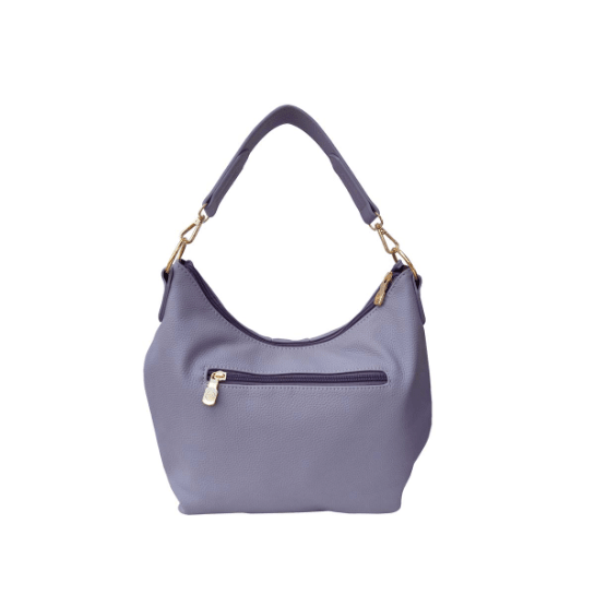 Purple handbag with gold zipper on a white background - okotoks hc pharmacy