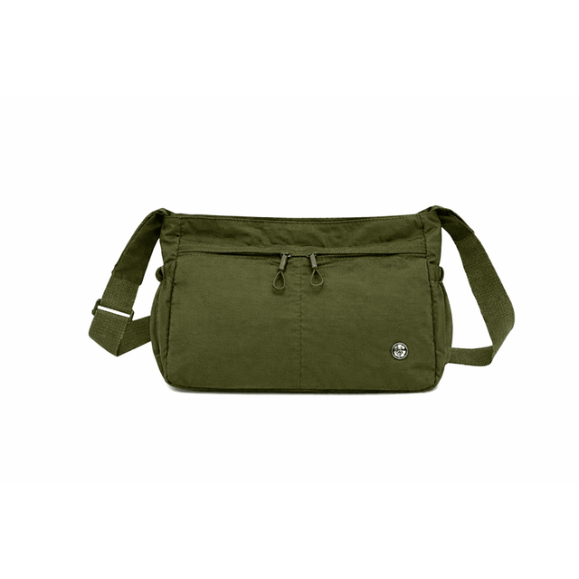 Green shoulder bag on a white background - okotoks hc pharmacy
