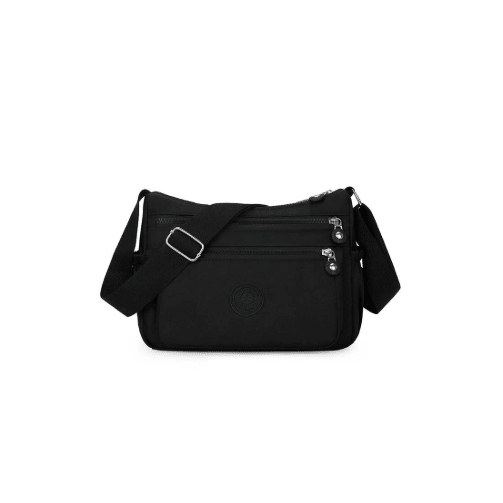 Black shoulder bag with a visible brand logo on a white background - okotoks hc pharmacy