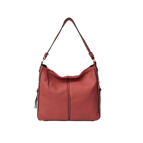 Red handbag with a strap on a white background - okotoks hc pharmacy