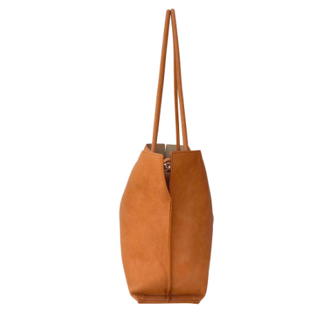Brown leather bag with a strap on a white background - okotoks hc pharmacy