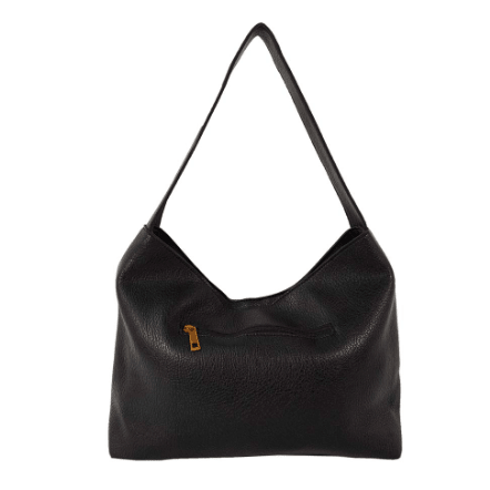 Black leather handbag on a white background - okotoks hc pharmacy