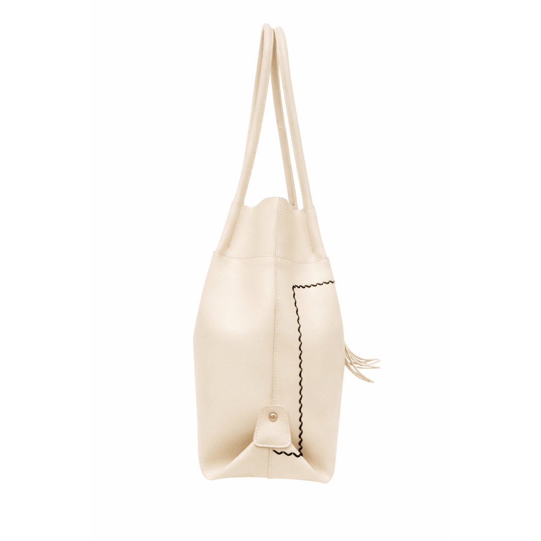 Beige tote bag with black stitching on a white background - okotoks hc pharmacy