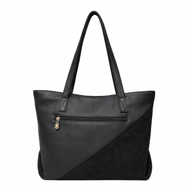 Black handbag with gold zipper on a white background - okotoks hc pharmacy