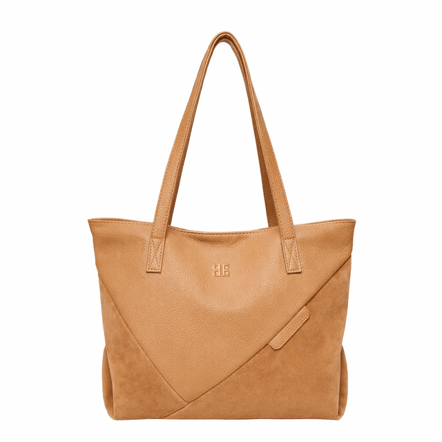 Tan handbag with a visible brand logo on a white background - okotoks hc pharmacy