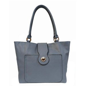 blue handbag with a gold clasp on a white background - okotoks hc pharmacy