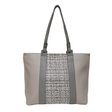 Gray tote bag with textured panel and shoulder strap on a white background - Okotoks hc pharmacy